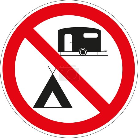 Téléchargez les illustrations : Panneau Stationnement interdit aux caravanes et tentes - en licence libre de droit