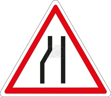 Illustration for Road sign: Narrowed road on the left - Royalty Free Image