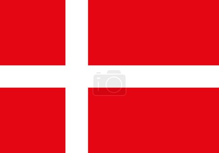 Drapeau avec croix blanche sur fond rouge en couleurs danoises 