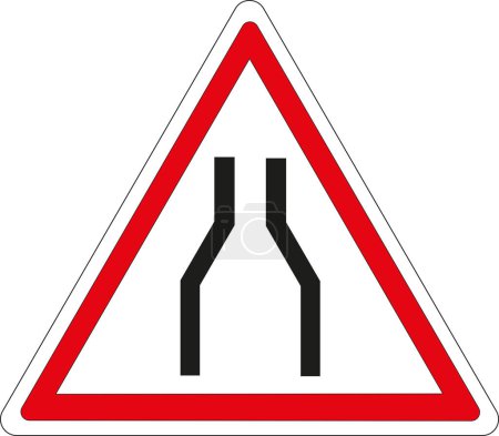 Illustration for French road sign: Chausse rtrcie - Royalty Free Image