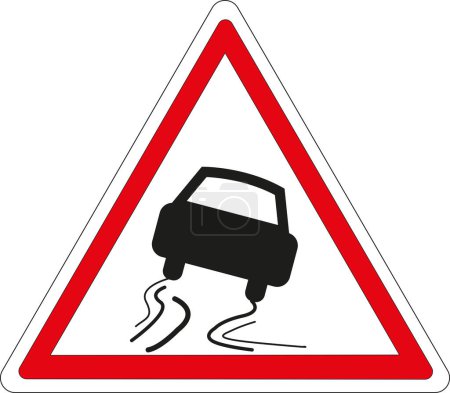 French road sign: chausse glissante (slippery road)