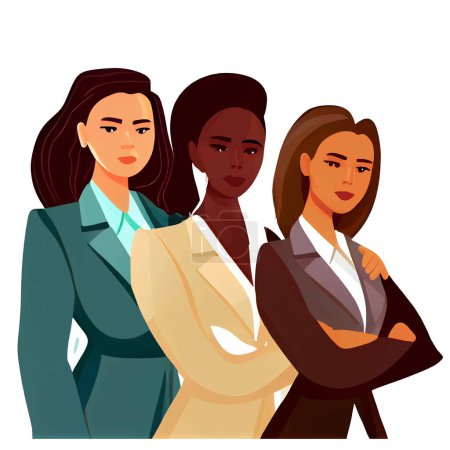 Téléchargez les illustrations : Illustration vectorielle de femmes d'affaires confiantes se tiennent ensemble . - en licence libre de droit
