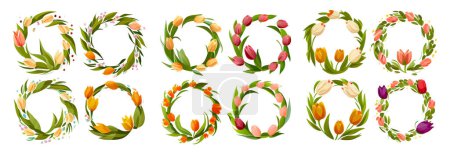 Illustration for Set vector illustration of group flower isotated on white background mothers day concept. - Royalty Free Image