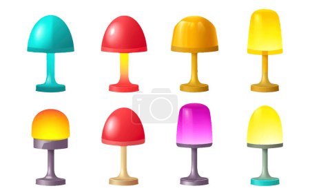 Ilustración de Set vector ilustración de mesa lámpara multicolor aislar sobre fondo blanco. - Imagen libre de derechos