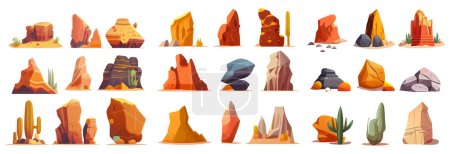 set vector stone in desert illustration of ui interface icons isolated on white background.