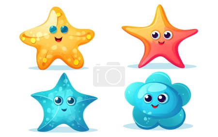 Set vector illustration of fishstar collection isolated on white background .