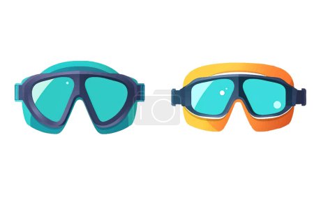 set vector ilustración de gafas de natación de buceo aislar sobre fondo blanco.