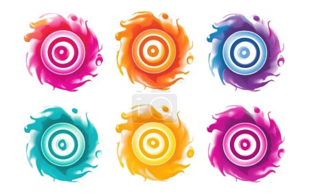 Téléchargez les illustrations : Ui set illustration vectorielle de vortex coloré de portail coloré isolé sur fond blanc . - en licence libre de droit