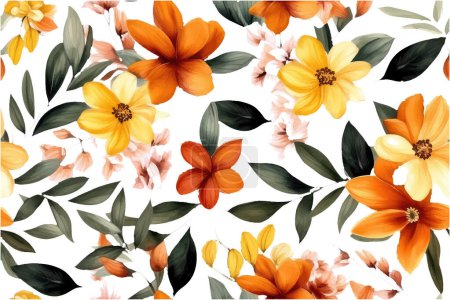 Illustration for Watercolor set vector illustration of autumn flowers isolate on white background. - Royalty Free Image