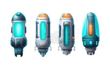 Illustration for Ui set vector illustration of cryochamber capsule with anabiosis liquid isolate on white background. - Royalty Free Image