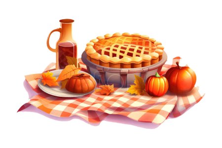 Ilustración de Ui set vector ilustración de otoño pastel picnic concepto aislado sobre fondo blanco. - Imagen libre de derechos