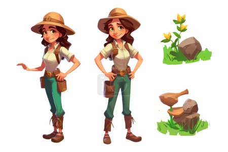 Ilustración de Agricultor en estilo de dibujos animados para videojuegos aislados sobre fondo blanco. - Imagen libre de derechos