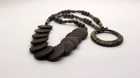 Handicraft necklace made from coconut shells. very unique and antique, often found in Indonesian tourist areas.