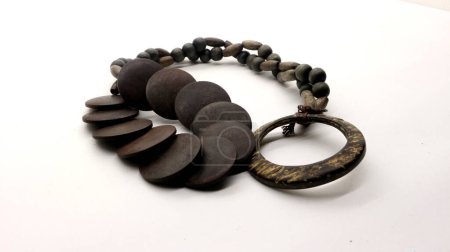 Handicraft necklace made from coconut shells. very unique and antique, often found in Indonesian tourist areas.