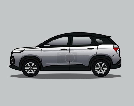 Illustration for Silver suv car vector isolated on gray background. - Royalty Free Image
