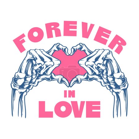 Illustration for Skeleton hand with a love sign. perfect for Valentine's Day, anniversaries, or any other special occasion where you want to express your love in a unique and eye-catching way. - Royalty Free Image