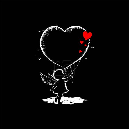 Photo for Beautiful and captivating silhouette of a girl holding a love heart, set against a dark background.exudes a feeling of mystery, intrigue, and emotion.convey a powerful message of love and affection - Royalty Free Image