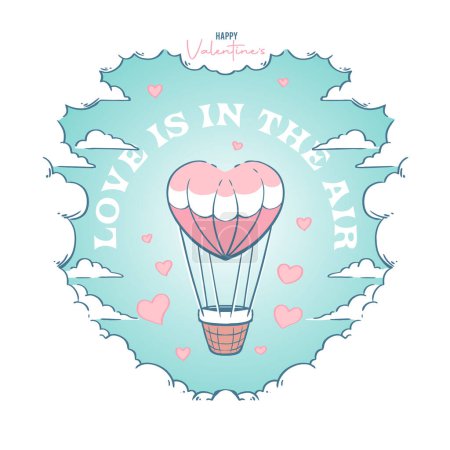 Photo for Celebrate love with a charming, hand-drawn illustration of a heart-shaped hot air balloon. Perfect for Valentine's Day designs, greeting cards, and wedding invitations - Royalty Free Image