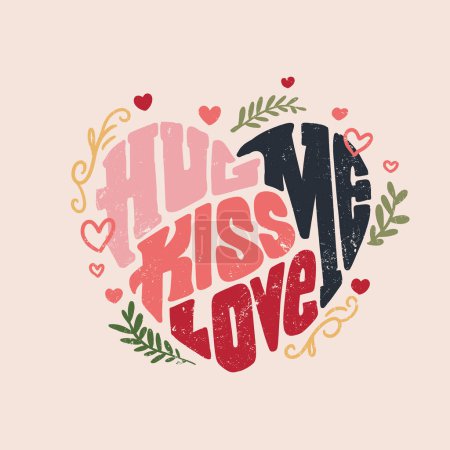 Téléchargez les illustrations : Hand-drawn lettering in the shape of a heart and paired with complementary illustrations. Perfect for greeting cards, wedding invitations, or branding designs - en licence libre de droit
