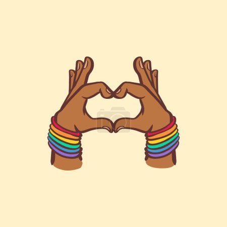 Photo for Free vector heart black hand gesture lgbt rainbow pride african - Royalty Free Image