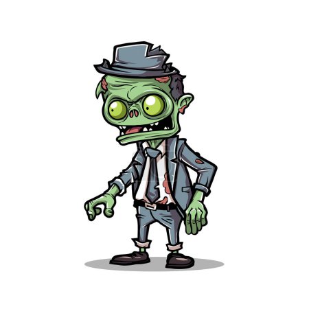 Photo for Undead fun Cartoon lively Zombie Character Illustration, spooky, halloween - Royalty Free Image