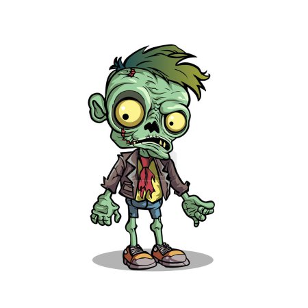 Photo for Undead fun Cartoon lively Zombie Character Illustration, spooky, halloween - Royalty Free Image