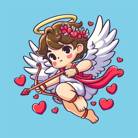 Photo for This delightful artwork features an irresistibly adorable cupid surrounded by love hearts, bringing a touch of magic and romance to your Valentine's Day projects. Ideal for greeting cards, social media posts, and more, this high-quality vector illust - Royalty Free Image