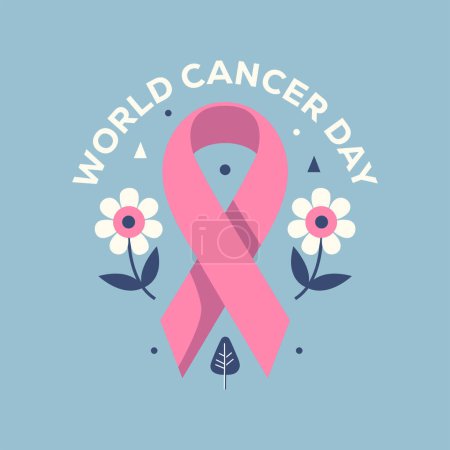 Photo for Explore the charm of nostalgia with this exquisite vector illustration, meticulously hand-drawn in a retro vintage style. Created to commemorate World Cancer Day, this unique artwork seamlessly blends timeless design with a meaningful message - Royalty Free Image