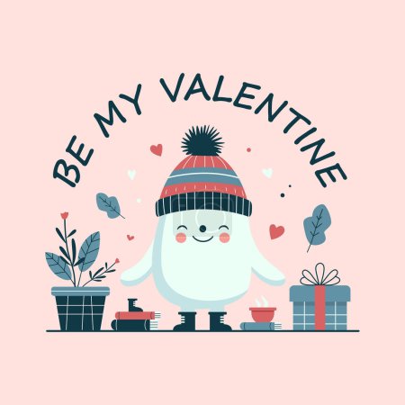 Photo for "Elevate your Valentine's Day designs with this adorable Vector Illustration featuring a Cute Character Flat Love Heart Shape. - Royalty Free Image