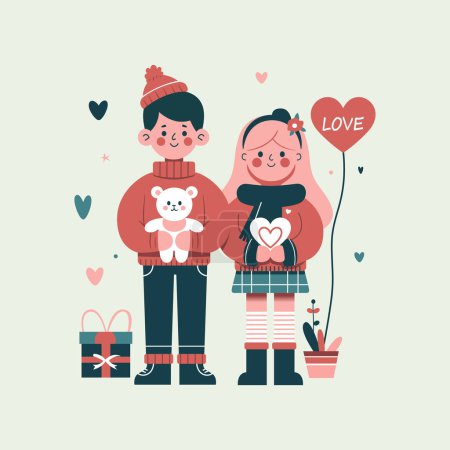 Photo for Vector Illustration Flat Couple Love for Valentines Day 4 - Royalty Free Image