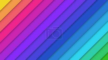Fondo abstracto vectorial 3D con capas de corte de papel de línea recta de color arco iris saturado. Concepto moderno Diseño gráfico para presentación, banner, web, tarjeta.