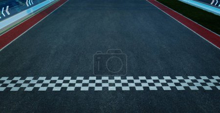 Photo for Top aerial view empty asphalt international race track with start and finish line. 3d rendering - Royalty Free Image