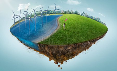 Alternative clean energy, Environmental protection, Sustainable, Ecological, Renewable power sources visual concept images