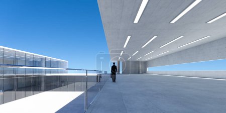 Photo for Businessman walking back to business office. 3d photorealistic rendering - Royalty Free Image