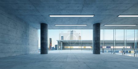 Photo for Modern glass wall commercial buildings empty space. Realistic 3d rendering - Royalty Free Image