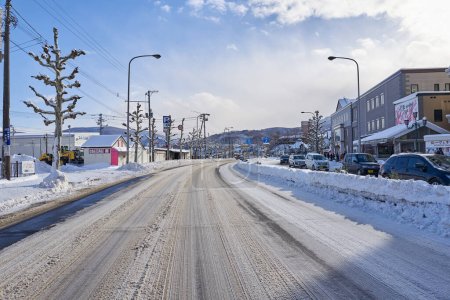 Photo for Otaru, Japan  - December 19, 2022 : Snow-covered streets of Otaru. Otaru is popular tourist attractions in Hokkaido,Japan - Royalty Free Image