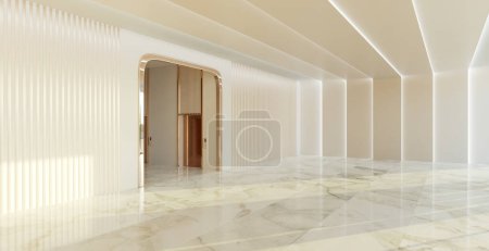 Foto de Empty interior hall with modern and retro design. 3d rendering mock up - Imagen libre de derechos
