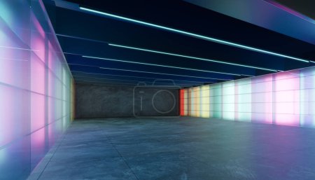 Téléchargez les photos : Bel espace de design intérieur en verre coloré translucide. rendu 3D réaliste. - en image libre de droit