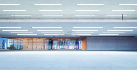 Foto de Modern glass wall commercial buildings exterior. Realistic 3d rendering - Imagen libre de derechos