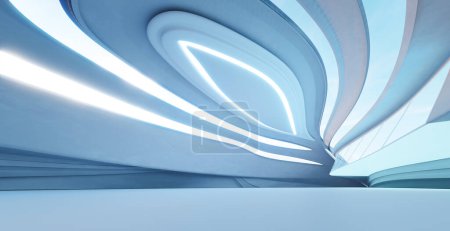 Photo for Modern, sleek design of curved lines and blue tones, depicting advanced architectural concepts. 3D render - Royalty Free Image