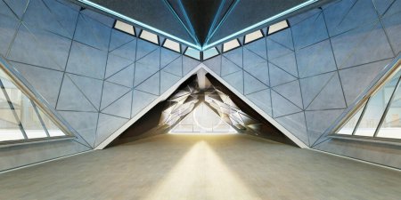 Foto de Arquitectura moderna con una estructura geométrica simétrica con una claraboya central - Imagen libre de derechos