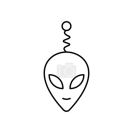 Ilustración de Alien cara o cabeza Vector línea icono sobre fondo blanco. - Imagen libre de derechos