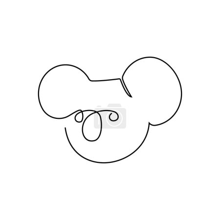 Illustration for One single line drawing of cute koala head for business logo identity. Little bear from Australia mascot concept for traveling tourism campaign icon. Continuous line draw design vector illustration. - Royalty Free Image
