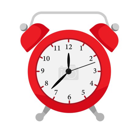 Illustration for Vector illustration. Cartoon red alarm clock with gold bells. Back to schoole. - Royalty Free Image