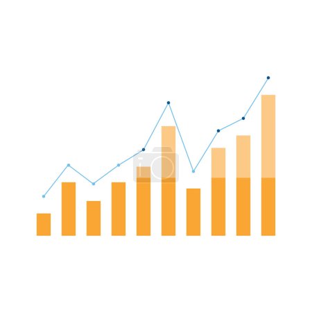 Gráfico, gráfico de columnas, elemento infográfico. Finanzas y economía con vector amarillo.