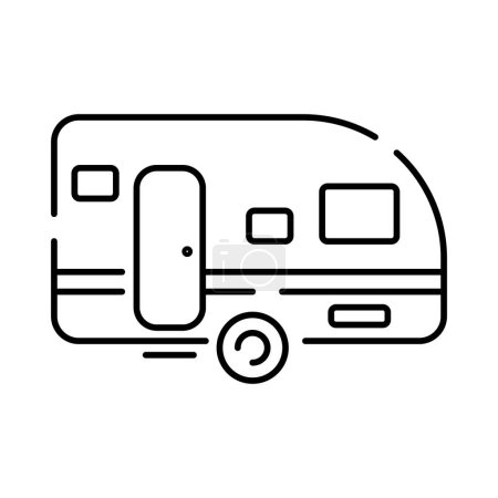 Ikone für Camping-, Reise- und Picknickausrüstung. Vektorwandern im Herbst oder Sommer, Wildnis, Abenteuer. Wohnwagen.