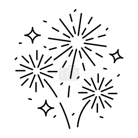 Feuerwerk-Liniensymbol, Umrissvektorzeichen, lineares Piktogramm auf weiß isoliert. Logo-Illustration. Silvester, Weihnachten und Fasching. Frohes neues Jahr.