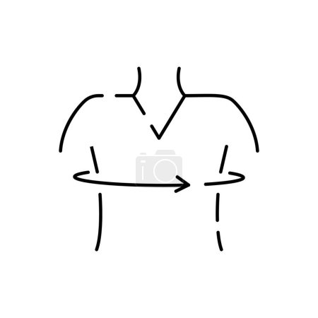 Illustration for Arm length pixel perfect linear icon. Tailor body measurements. Bespoke clothing making contour symbol. Sleeve size specification. Vector dressmaking Studio. Editable stroke. - Royalty Free Image
