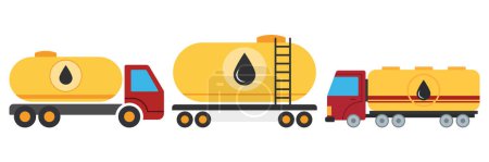 Ilustración de Iconos de combustible y tanques de la industria petrolera con ilustración vectorial aislada del tanque ferroviario o de la tubería. - Imagen libre de derechos