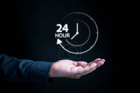 Photo for 24hour open, work 24 hour, service all day - Royalty Free Image